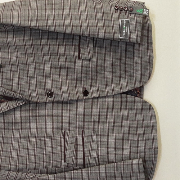New Paisley & Gray men's blazer suit plaid 2 buttons closure - Picture 4 of 12